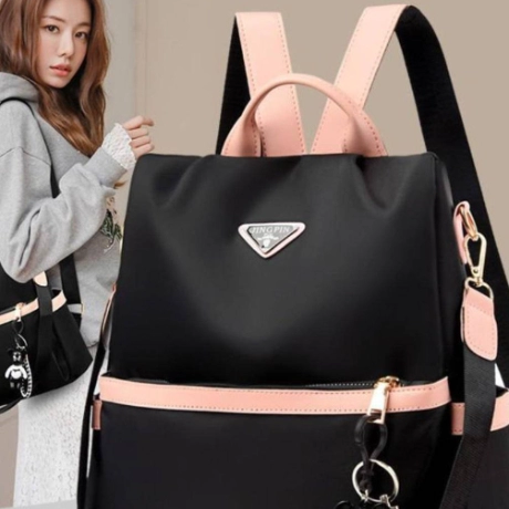 Mochila Bolso Antirrobo Impermeable De Dama - Negro